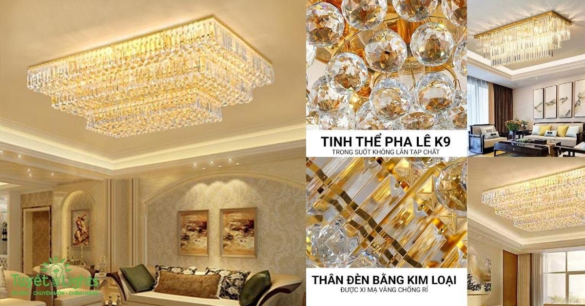 Đèn Ốp Trần Pha Lê Luxury Hình Khối